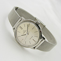 オメガ デ・ビル ラウンドケース オリジナルメッシュベルト レディースウオッチ 分解掃除済み