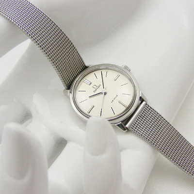 オメガ デ・ビル ラウンドケース オリジナルメッシュベルト レディースウオッチ 分解掃除済み