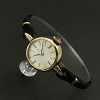 オメガ スモールラウンドケース 14KGF 紐ベルト仕様 レディースウオッチ