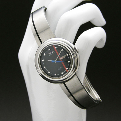 セイコー ラウンドケース 70年代デザイン 黒文字盤 ハイビート 自動巻 レディースウオッチ