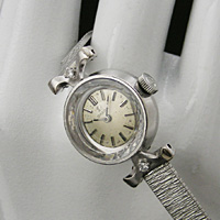 オメガ ダイヤ装飾 14KWG プリズム風防 レディースウオッチ