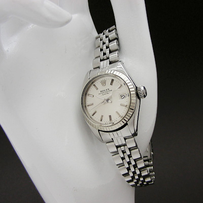 ロレックス オイスターパーペチュアル デイト レディース シルバー文字盤 Ref.6917 分解掃除済み