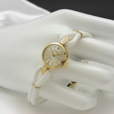 ロレックス オーキッド 18K レディースウオッチ オリジナルバックル＆ホワイトベルト 分解掃除済み 美品