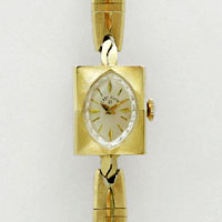 レディー・エルジン スクエアケース＆アーモンドフェイス 14K レディースウオッチ 美品 分解掃除済み