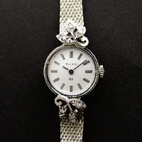 ブローバ ダイヤ装飾 14KWG バーインデックス レディースウオッチ