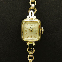 オメガ スクエアケース 14K レディースウオッチ 美品 オリジナルボックス付属