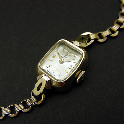 オメガ スクエアケース 14K レディースウオッチ 美品 オリジナルボックス付属