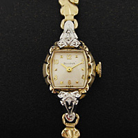 ブローバ ダイヤ装飾 偶数時インデックス レディースウオッチ 箱付き