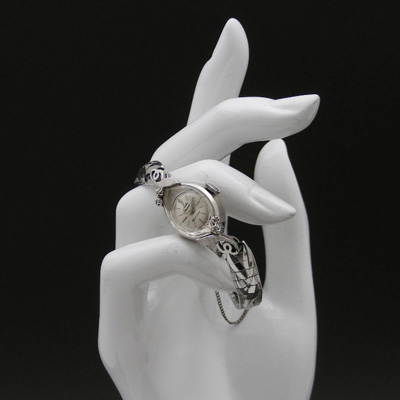 ユール・ヤーゲンセン ダイヤ装飾 14KWG レディースウオッチ