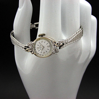 レディー・エルジン ダイヤ装飾 14KWG レディースウオッチ