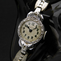 ウォルサム ダイヤ装飾 14KWG レディースウオッチ 分解掃除済み