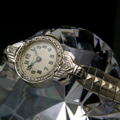 ウォルサム ダイヤ装飾 14KWG レディースウオッチ 分解掃除済み 03