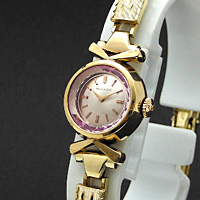 モバード ピンクプリズム風防 レディースウオッチ 分解掃除済み