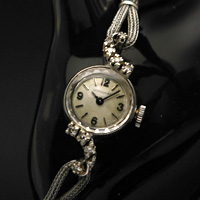 ロンジン アールデコデザイン ダイヤ装飾 14KWG アンティーク 手巻き レディースウオッチ