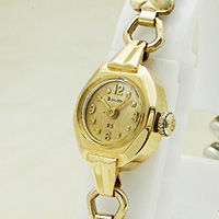 ブローバ 18金無垢 アンティーク 手巻き レディースウオッチ 分解掃除済み