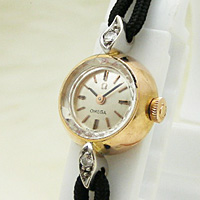 オメガ ダイヤ装飾 18金無垢 アンティーク 手巻き レディースウオッチ 分解掃除済み