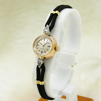 オメガ ダイヤ装飾 18金無垢 アンティーク 手巻き レディースウオッチ 分解掃除済み