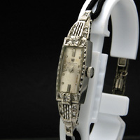 ウォルサム 14KWG ダイヤ装飾 アンティーク 手巻き レディースウオッチ 分解掃除済み