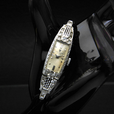 ウォルサム 14KWG ダイヤ装飾 アンティーク 手巻き レディースウオッチ 分解掃除済み