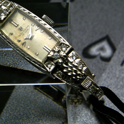 ウォルサム 14KWG ダイヤ装飾 アンティーク 手巻き レディースウオッチ 分解掃除済み 03