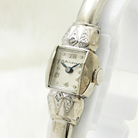 ブローバ ダイヤ装飾 バングルウオッチ アンティーク 手巻き レディースウオッチ