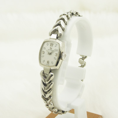 オメガ 手巻き シルバー文字盤 ダイヤインデックス アンティーク レディースウオッチ