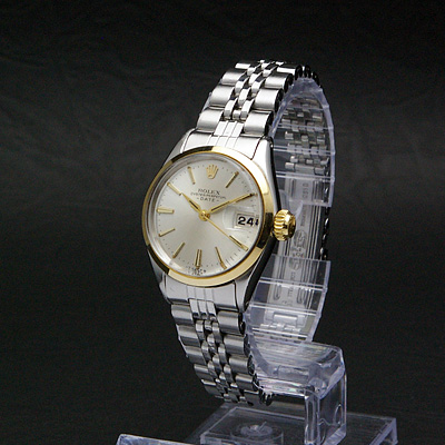 ロレックス オイスターパーペチュアル デイト レディース コンビ シルバー文字盤 Ref.6516 分解掃除済み