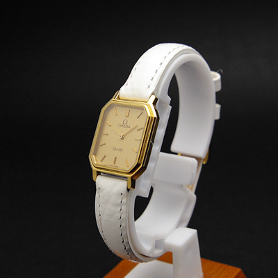 オメガ デ・ビル レディースウオッチ クオーツ ヴィンテージ エナメルホワイトベルト