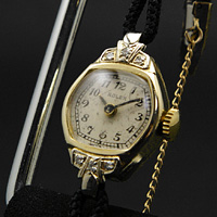 ロレックス 14K ダイヤ装飾 オリジナルダイアル レディースウオッチ 分解掃除済み