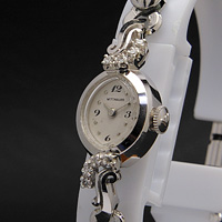 ウィットナー 14KWG ダイヤ装飾 レディースウオッチ