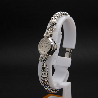 ウィットナー 14KWG ダイヤ装飾 レディースウオッチ