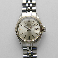 ロレックス オイスターパーペチュアル デイト レディース シルバー文字盤 Ref.6517 分解掃除済み