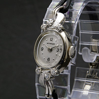 ウィットナー 14KWG ダイヤ装飾 レディースウオッチ 紐ベルト仕様