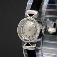 オメガ 14KWG ポイントダイヤインデックス プリズム風防 レディースウオッチ