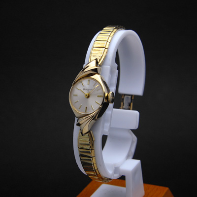 ブローバ レディースアンティークウオッチ アール・ヌーヴォーデザイン 10KRGP 手巻き