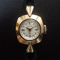 ハミルトン レディースアンティークウオッチ ホワイトダイアル 金色で華奢なケース