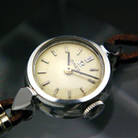 オメガ レディースアンティークウオッチ ラウンドステンレスケース 革紐ベルト