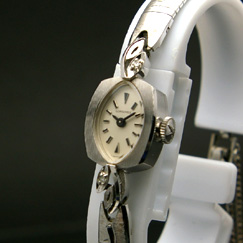 ロンジン ダイヤ装飾 14KWG アンティーク 手巻き レディースウオッチ 美品 分解掃除済み