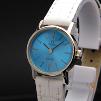 オメガ デ・ビル レディースアンティークウオッチ ブルーメタリックダイアル 手巻き 分解掃除済み