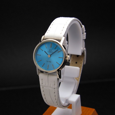 オメガ デ・ビル レディースアンティークウオッチ ブルーメタリックダイアル 手巻き 分解掃除済み