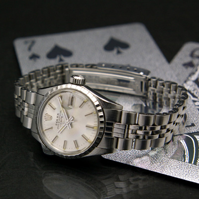 ロレックス オイスターパーペチュアル デイト レディース シルバー文字盤 Ref.6524 1966年製 分解掃除済み