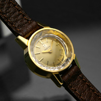 オメガ ゴールドダイアル レディースアンティークウオッチ 手巻き プリズム風防仕様 分解掃除済み