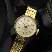 ロレックス ラウンド 9KYG アンティークレディースウオッチ ブレスレット一体型