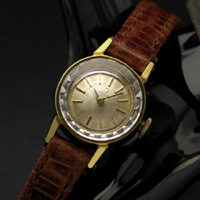 オメガ シャンパンゴールドダイアル レディースアンティークウオッチ 手巻き プリズム風防 分解掃除済み