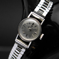 オメガ シルバーダイアル レディースアンティークウオッチ 手巻き SSケース 分解掃除済み