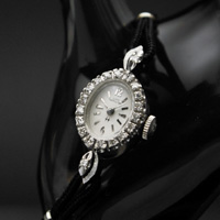 ハミルトン レディーハミルトン レディースアンティークウオッチ ダイヤ装飾 14KWG OH済み