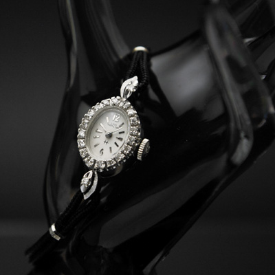 ハミルトン レディーハミルトン レディースアンティークウオッチ ダイヤ装飾 14KWG OH済み