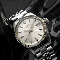 ロレックス オイスターパーペチュアルデイト レディース シルバー文字盤 Ref.6517 1964年製 分解掃除済み