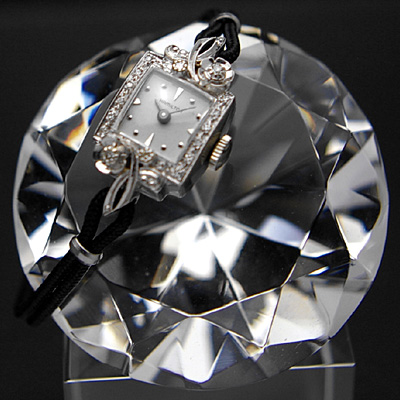 ハミルトン ダイヤ取り巻き10KWGケース フラワーデコレーション レディースアンティークウオッチ