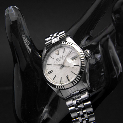 ロレックス オイスターパーペチュアルデイト レディース シルバー格子文字盤 Ref.6917 1972年製